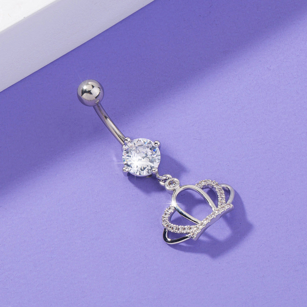 Crown Zircon Belly Button Ring Belly Button Nail