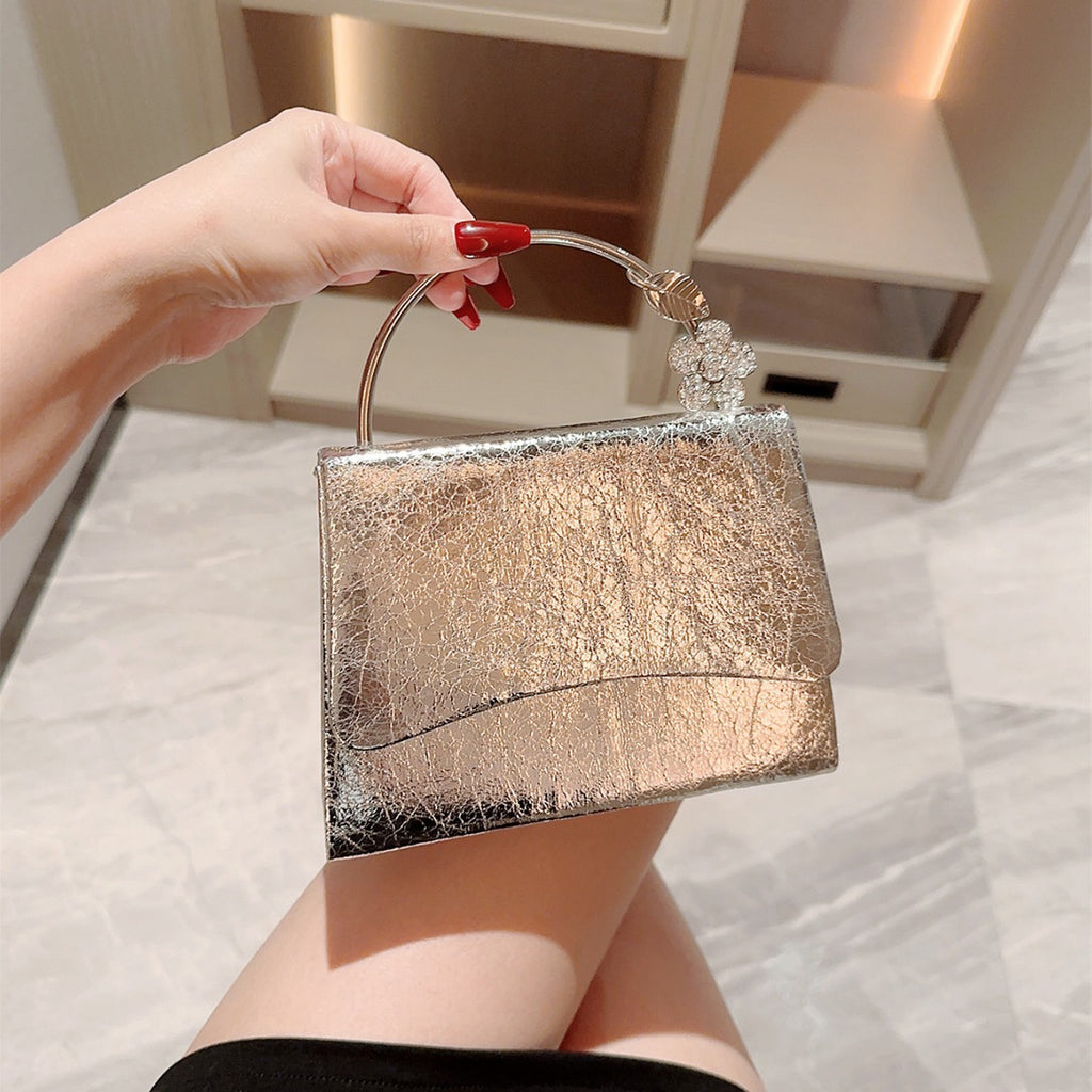 Creative And Versatile Shiny Leather Flap Evening Bag