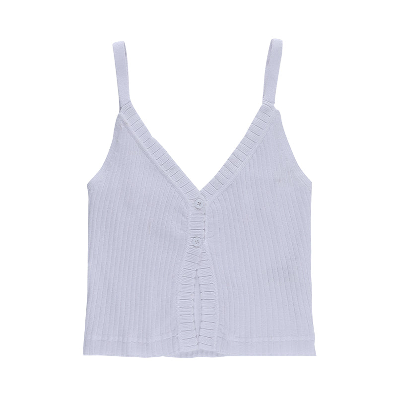 Design Sense V-neck Camisole Women's Fashion Slim Solid Color Cropped Crop Top