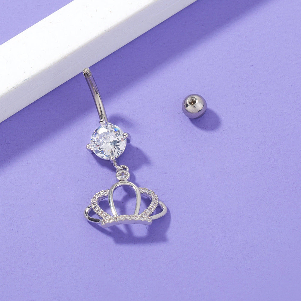 Crown Zircon Belly Button Ring Belly Button Nail